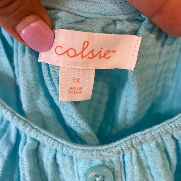 Colsie Sky Blue Sleeveless Crop  Top size 1X 100% cotton - Picture 3 of 6